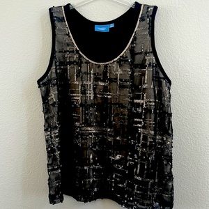 Vera Wang sleeveless woman’s top with sequins black size PXL